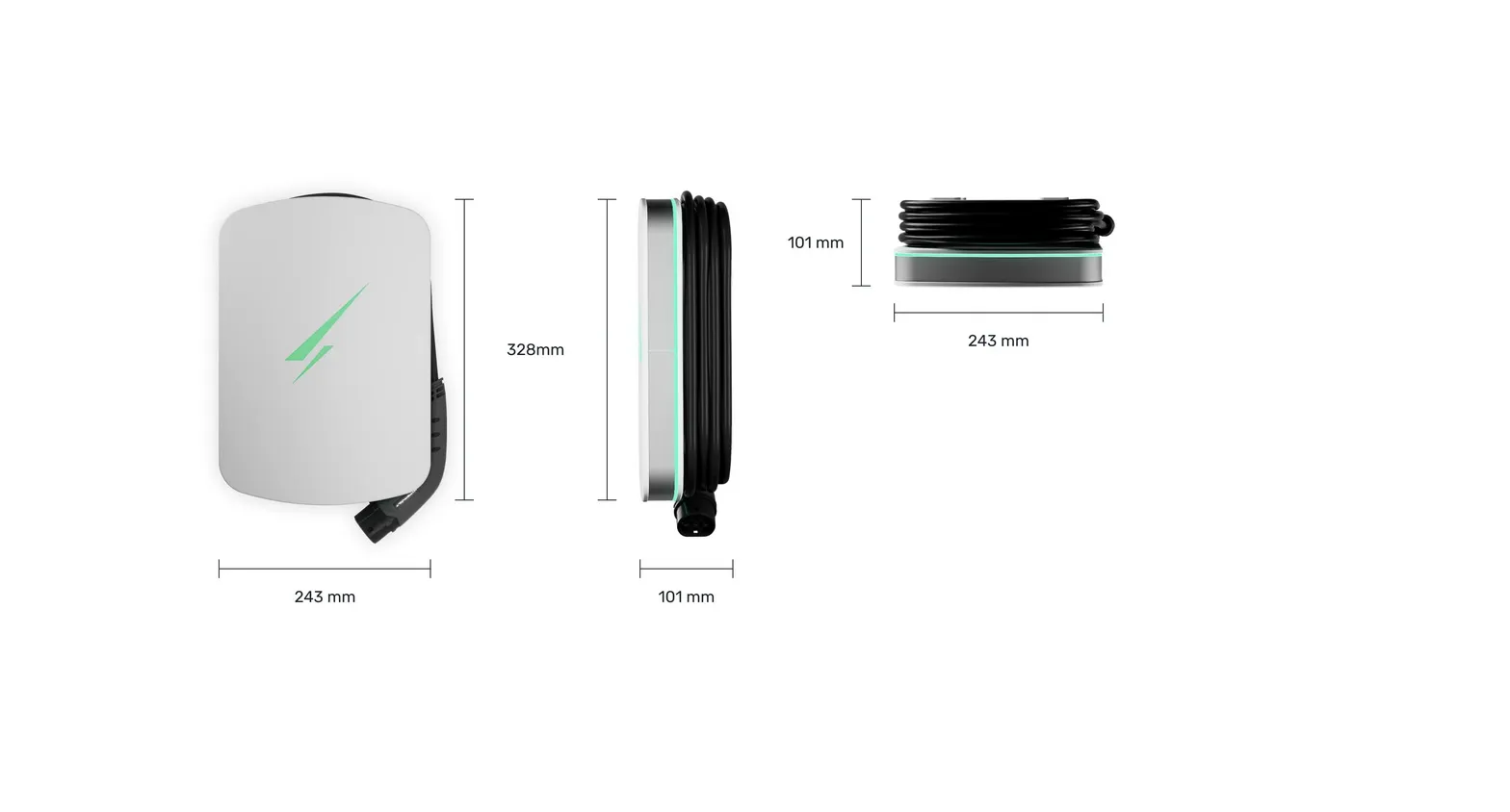 HyperVolt EV Charger white and dimension specs